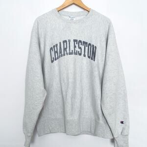 Champion VTG Reverse Weave Charleston Sweatshirt Mens Size Large Heather Gray